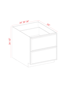 Slim Aston Green - Drawer Base Cabinet - 24"W x 34-1/2"H x 24"D - 2DRW