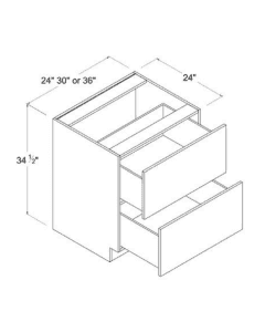Matte Ivory - Drawer Base Cabinet - 24"W X 34 1/2"H X 24"D - 2 Drawers