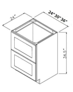 Shaker White - Drawer Base Cabinet - 24"W x 34-1/2"H x 24"D - 2DRW