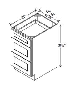 Navy Blue - Vanity Drawer Base Cabinet - 12"W x 34 1/2"H x 21"D - 3 DRW