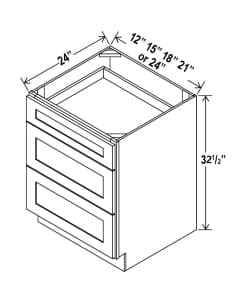 Floral Grey - ADA Drawer Base Cabinet - 12"W x 32-1/2"H x 24"D - 3DRW