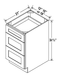 Floral Grey - ADA Vanity Drawer Base Cabinet - 12"W x 32 1/2"H x 21"D - 3 DRW