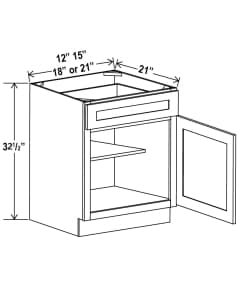 Floral Grey - ADA Base Cabinet - 18"W x 32-1/2"H x 24"D - 1D, 1Drw, 1S