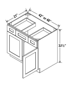 Floral Grey - ADA Vanity Sink Drawer Base Cabinet ? 42"W x 32 1/2"H x 21"D ? 2 DRW, 2D