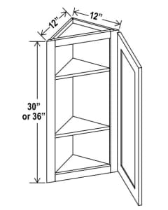 Shaker White - Angle Wall Cabinet - 12"W X 30"H X 12"D With 1 Door And 2 Shelf