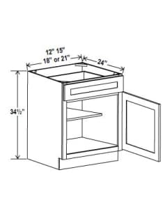 Navy Blue - Base Cabinet - 12"W x 34-1/2"H x 24"D - 1D, 1Drw, 1S