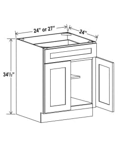 Shaker Espresso - Base Cabinet Double Door - 24"W X 24"D X 34-1/2"H With 2 Door, 1 Drawer And Shelf