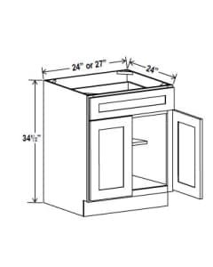 Navy Blue - Base Cabinet - 24"W x 34-1/2"H x 24"D - 2D, 1Drw, 1S