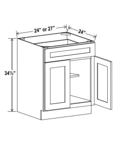 Floral White - 2 Door 1 Drawer Base Cabinets - 24"W X 34.5"H X 24"D - Cabinet Has One Drawer And Two Door.