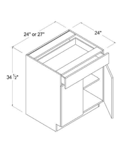 Matte Ivory - Base Cabinet - 24"W - 34 1/2"H X 24"D - 2 Doors - 1 Drawer - 1 Shelf