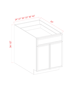 Slim Aston Green - Base Cabinet - 24"W x 34-1/2"H x 24"D - 2D, 1Drw, 1S