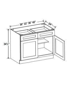 Floral White - 2 Door 2 Drawers Base Cabinets - 30"W X 34.5"H X 24"D - Cabinet Has Two Drawers And Two Doors.