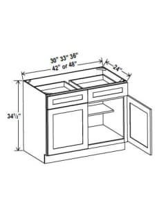 Navy Blue - Base Cabinet - 30"W x 34-1/2"H x 24"D - 2D, 2Drw, 1S