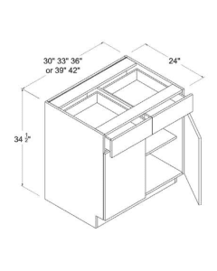 High Gloss Grey - Base Cabinet - 30"W - 34 1/2"H X 24"D - 2 Doors - 2 Drawers - 1 Shelf