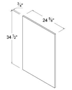High Gloss Grey - Base Decorative End Panel - 24 1/2"D X 34 1/2"H X 3/4"W