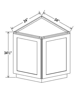 Shaker Gray - Angle Base Cabinet - 24"W X 24"D X 34-1/2"H With 2 Door