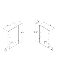 High Gloss Grey - Finished Left-Side Panel for Base Cabinets - 23 3/4"D X 34 1/2"H X 3/4"W