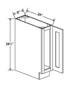 Navy Blue - Base Cabinet - 9"W x 34-1/2"H x 24"D - 1D