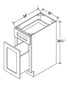 Shaker White - Base Waste Basket Cabinet - 18"W X 34-1/2"H X 24"D