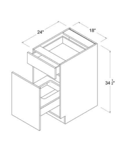 Matte Ivory - Base Waste Basket Cabinet - 18"W X 34 1/2"H X 24"D - 2 Drawers