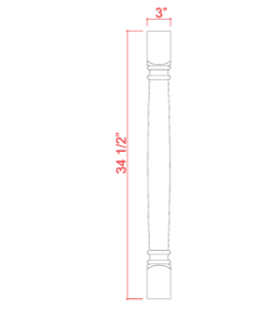 Classic Decorative Leg - 3"W x 34 1/2"H x 3"D