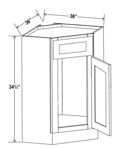 Shaker Espresso - Corner Sink Base Cabinet - 36"W X 24"D X 34-1/2"H With 1 Door And 1 Dummy Drawers