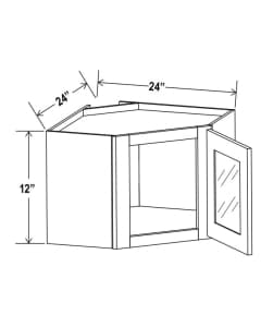 Shaker Espresso - Diagonal Corner Wall Glass Door - 24"W X 12"H X 12"D *Clear Glass Included