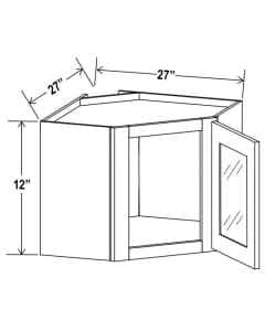 Shaker White - Diagonal Corner Wall Glass Door - 27"W X 12"H X 15"D *Clear Glass Included