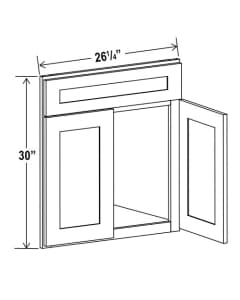Shaker Gray - Corner Sink Base Front - 26 1/4"W X 30"H X 3/4"D - Goes With DCSF42