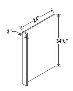 Shaker Espresso - Dishwasher Return Panel - 3"W X 34-1/2"H X 24"D Plywood With 3"W Filler
