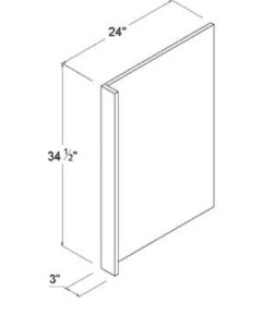 High Gloss Grey - Dish Wash Panel with 3"W Return Filler - Panel 23 3/4"D X 34 1/2"H X 3/4"W - Return Filler 3"W X 34 1/2"H X 3/4"D