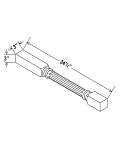 Shaker Espresso - Fluted Decorative Leg - 3"W X 3"D X 34 1/2"H