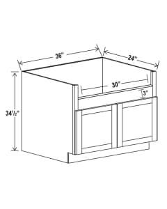 Shaker Gray - Farm Sink Base - 36"W X 24"D X 34-1/2"H With 2 Door