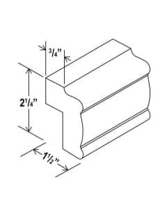 Shaker White - Light Rail Moulding - 2 1/4"H X 3/4"D X 96"W