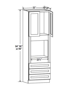 Navy Blue - Oven Cabinet - 33"W x 84"H X 24"D - 2D, 3DRW, 1S