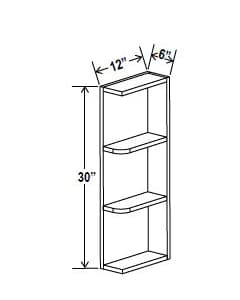 Navy Blue - Wall End Shelf - 6"W x 30"H x 12"D - 2S
