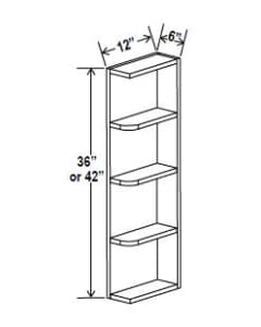 Navy Blue - Wall End Shelf - 6"W x 36"H x 12"D - 3S