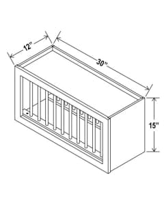 Shaker Espresso - Wall Plate Rack Cabinet - 30"W X 15"H X 12"D