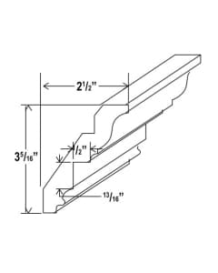 Shaker Gray - Inset Crown Moulding - 2 1/2"D X 3-5/16"H X 96"W