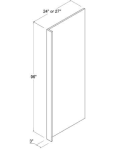Matte Ivory - Refrigerator Panel with 3"W Return Filler - Panel 23 3/4"D X 96"H X 3/4"W - Return Filler 3"W X 96"H X 3/4"D