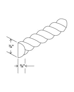 Shaker Gray - Rope moulding - 3/8"D X 3/4"H X 96"W