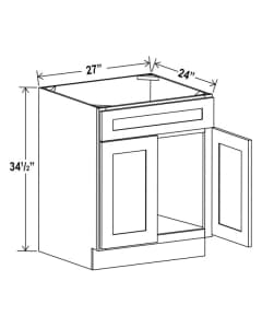 Shaker Gray - Sink Base - 27"W X 24"D X 34-1/2"H With 2 Door And 1 Dummy Drawers