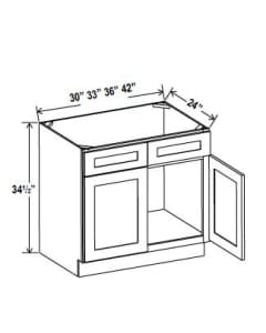 Navy Blue - Sink Base - 30"W x 34-1/2"H x 24"D - 1 False Drawer