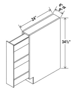 Shaker Gray - Spice Pull Base Cabinet - 6"W X 34-1/2"H X 24"D