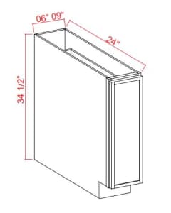 Slim Aston Green - Spice Pull Base Cabinet - 6"W x 34-1/2"H x 24"D