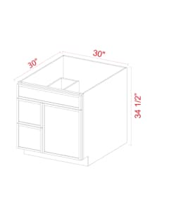 Vanity Sink Base - 30"W x 34 1/2" x 21"D - 1 False Front,1D, 2 Left DRW