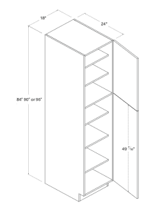 High Gloss Grey - Utility Pantry - 18"W X 84"H X 24"D - 2 Doors - 5 Shelves