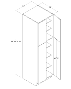 High Gloss Grey - Utility Pantry - 24"W X 84"H X 24"D - 4 Doors - 5 Shelves