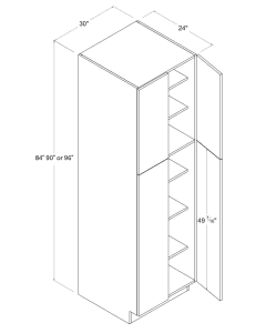 Matte Ivory - Utility Pantry - 30"W X 84"H X 24"D - 4 Doors - 5 Shelves