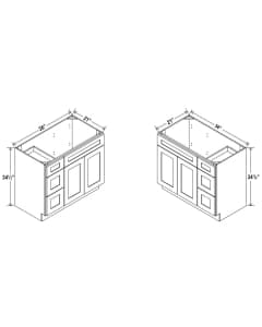 Shaker White - Vanity Combo - 36"Wx21"Dx34-1/2"H 2 door, 3 Drawers on Left